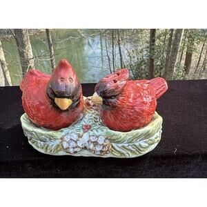 vintage Kissing cardinals salt and pepper shakers In Nest Beautiful! T40